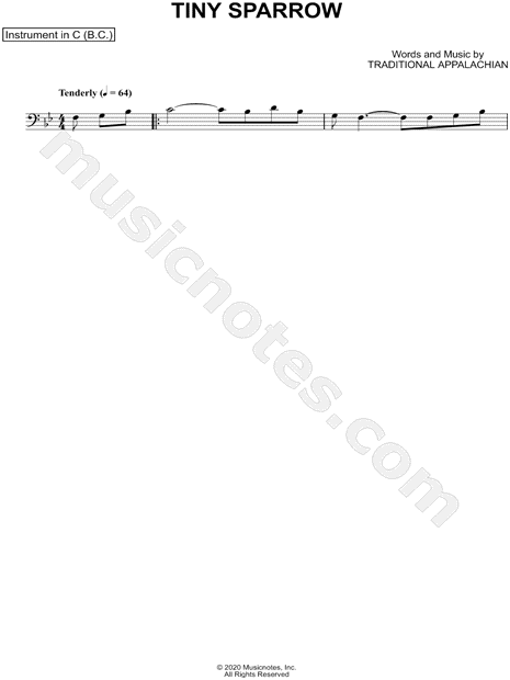 Collection: Tiny Sparrow - Bass Clef Instrument & Piano