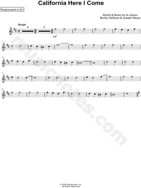 Collection: California, Here I Come - Eb Instrument & Piano