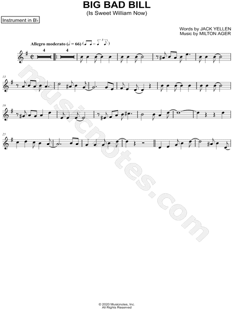 Collection: Big Bad Bill (Is Sweet William Now) - Bb Instrument & Piano