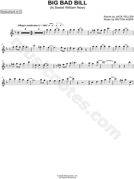 Collection: Big Bad Bill (Is Sweet William Now) - C Instrument & Piano