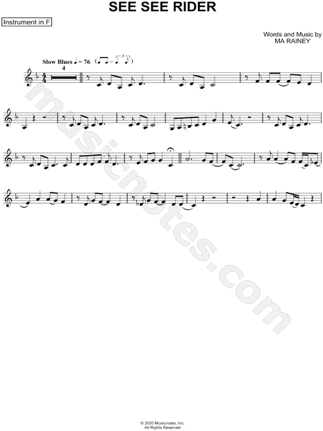 Collection: See See Rider - F Instrument & Piano