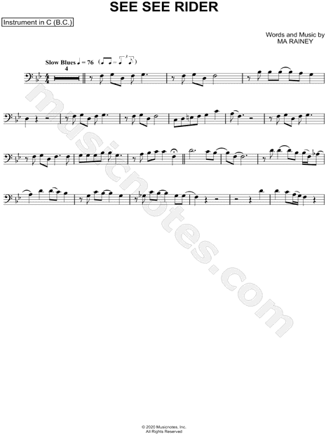 Collection: See See Rider - Bass Clef Instrument & Piano