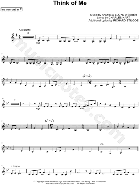 Collection: Think of Me - F Instrument & Piano