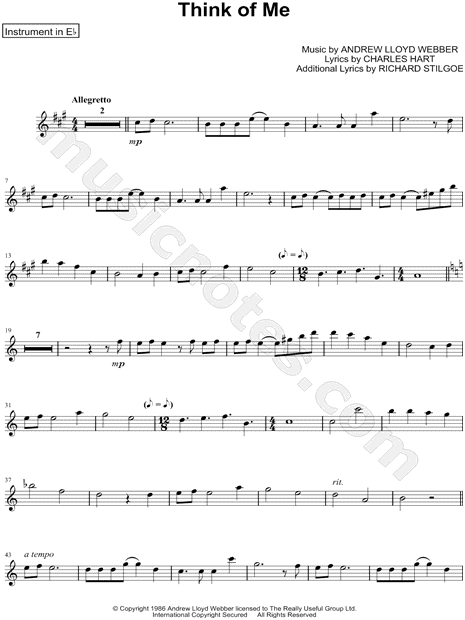 Collection: Think of Me - Eb Instrument & Piano