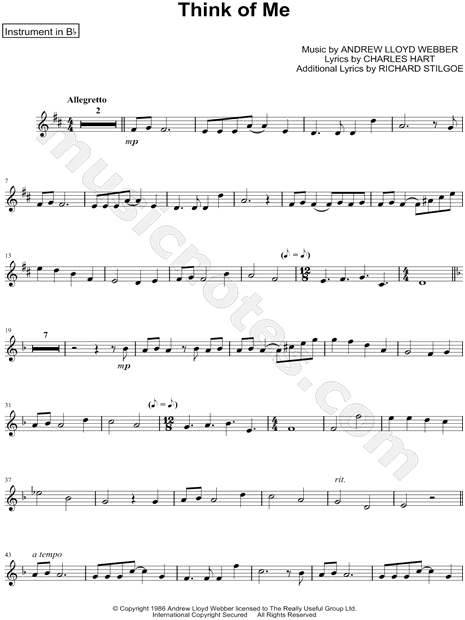 Collection: Think of Me - Bb Instrument & Piano