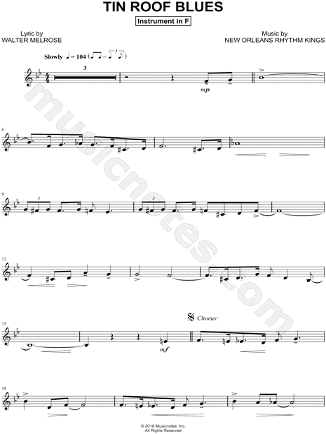 Collection: Tin Roof Blues - F Instrument & Piano