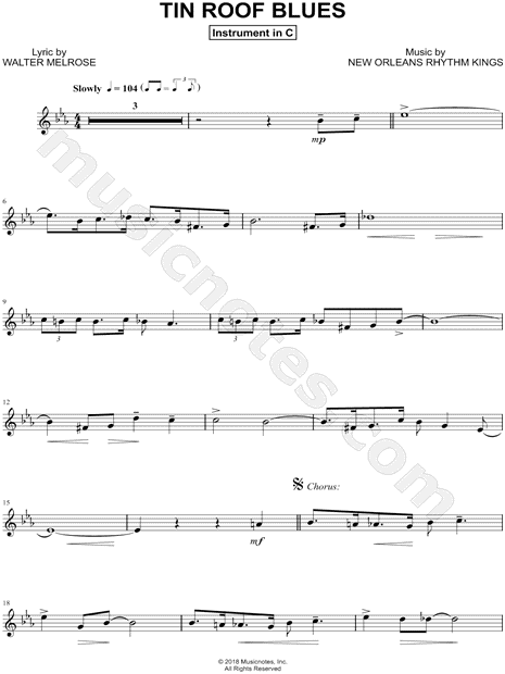 Collection: Tin Roof Blues - C Instrument & Piano