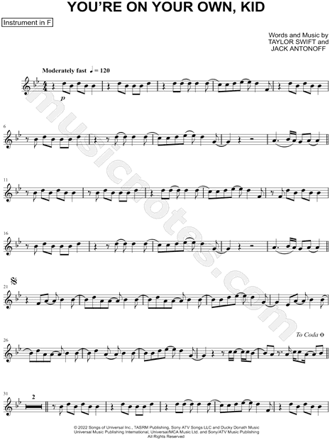 Collection: You're on Your Own, Kid - F Instrument & Piano