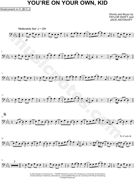 Collection: You're on Your Own, Kid - Bass Clef Instrument & Piano