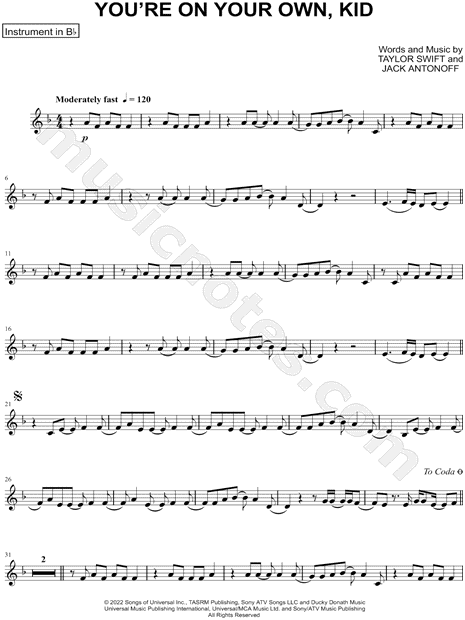 Collection: You're on Your Own, Kid - Bb Instrument & Piano