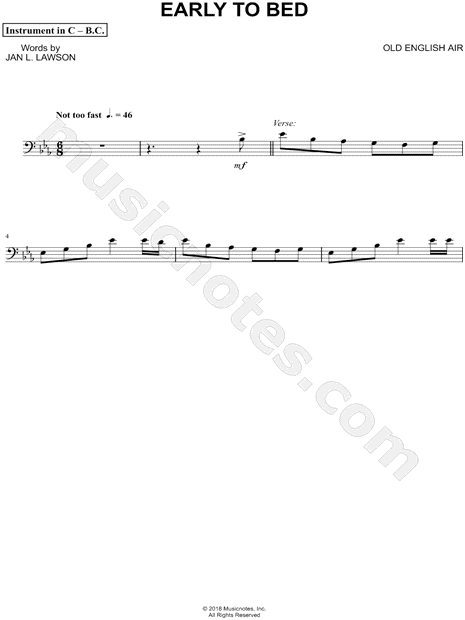 Collection: Early to Bed - Bass Clef Instrument & Piano