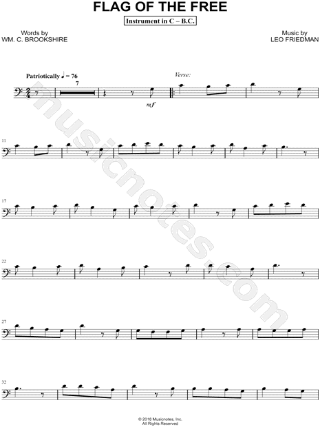 Collection: Flag of the Free - Bass Clef Instrument & Piano