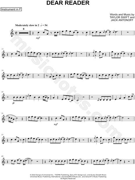 Collection: Dear Reader - F Instrument & Piano