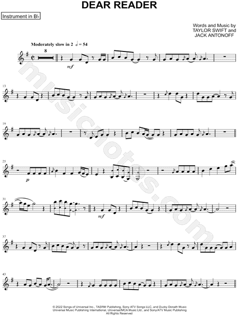 Collection: Dear Reader - Bb Instrument & Piano