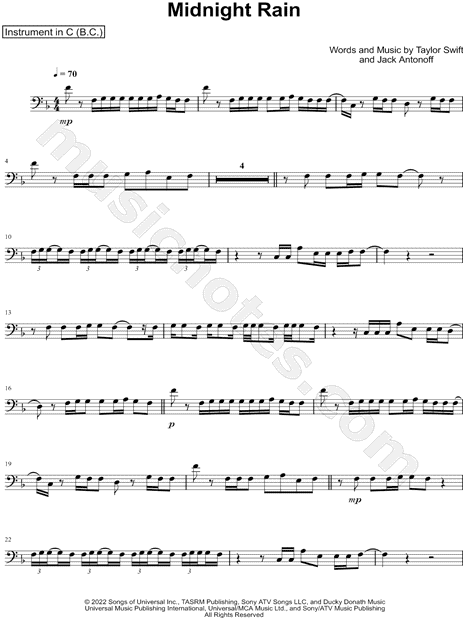 Collection: Midnight Rain - Bass Clef Instrument & Piano