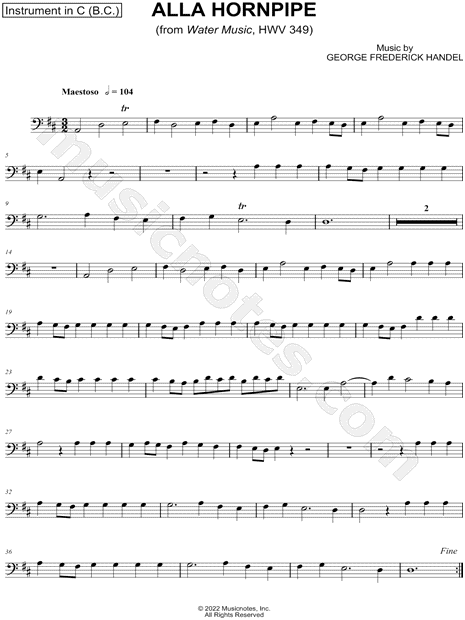 Collection: Alla Hornpipe from Water Music - Bass Clef Instrument & Piano