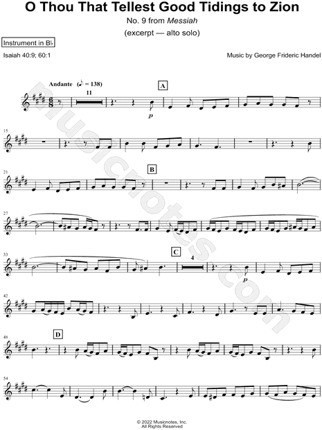 Collection: O Thou That Tellest Good Tidings to Zion - Bb Instrument & Piano