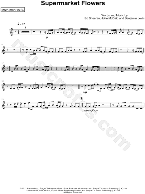 Collection: Supermarket Flowers - Bb Instrument & Piano