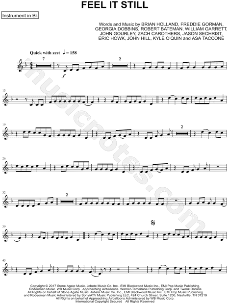 Collection: Feel It Still - Bb Instrument & Piano