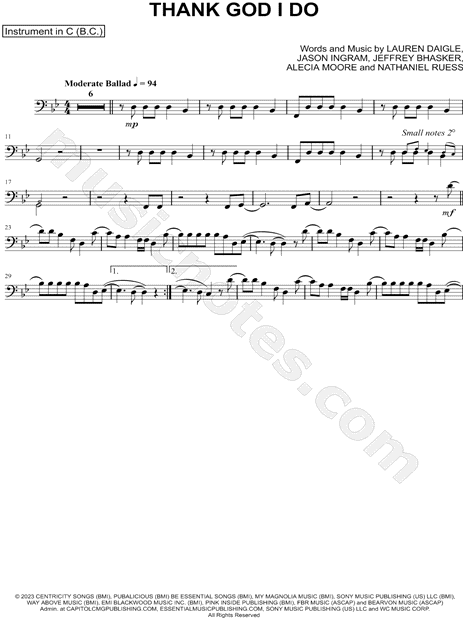 Collection: Thank God I Do - Bass Clef Instrument & Piano