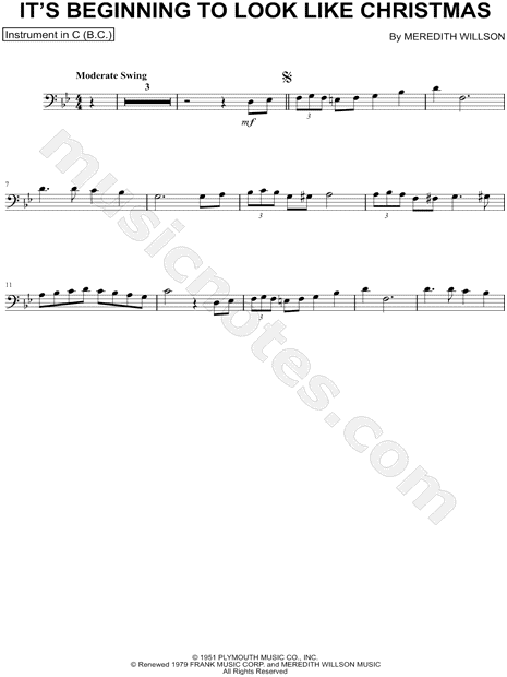 Collection: It's Beginning to Look a Lot Like Christmas - Bass Clef Instrument & Piano