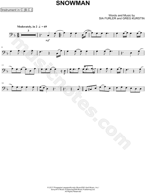 Collection: Snowman - Bass Clef Instrument & Piano
