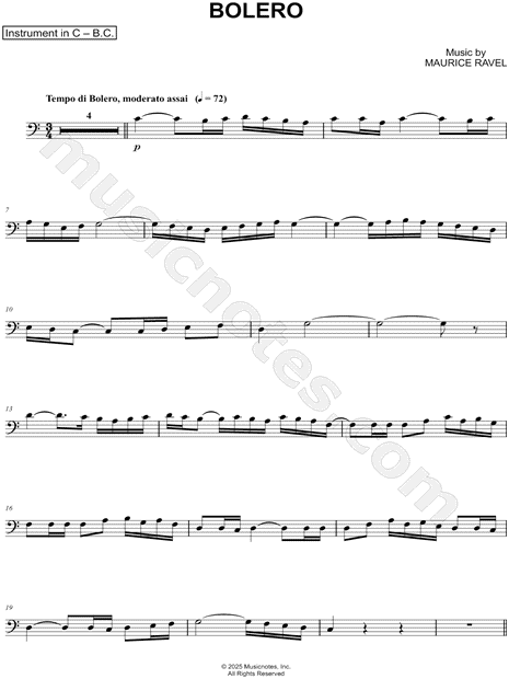 Collection: Bolero - Bass Clef Instrument & Piano