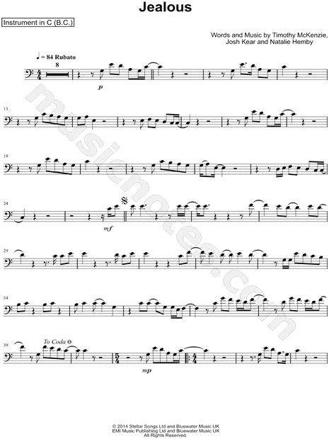 Collection: Jealous - Bass Clef Instrument & Piano