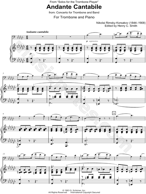 Andante Cantabile - Trombone & Piano