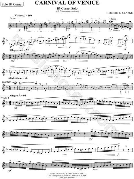 Carnival of Venice - Cornet & Piano