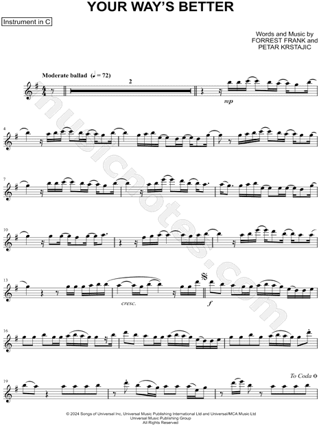 YOUR WAY'S BETTER - C Instrument & Piano