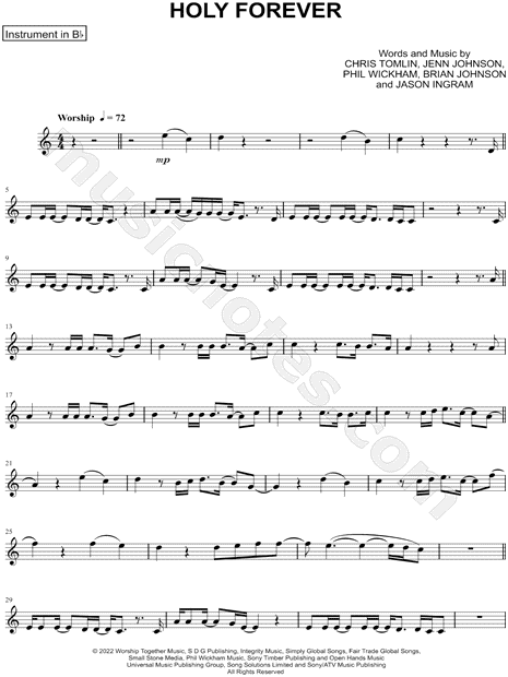Holy Forever - Bb Instrument & Piano