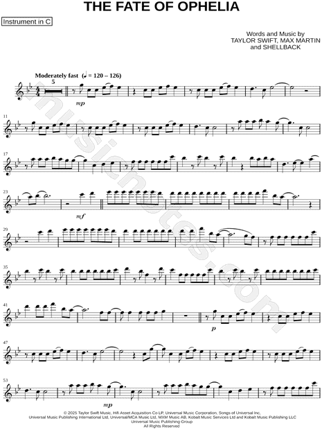 The Fate of Ophelia - C Instrument & Piano