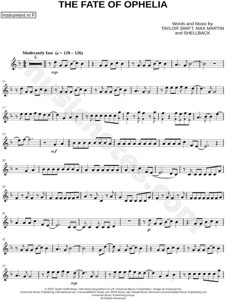 The Fate of Ophelia - F Instrument & Piano