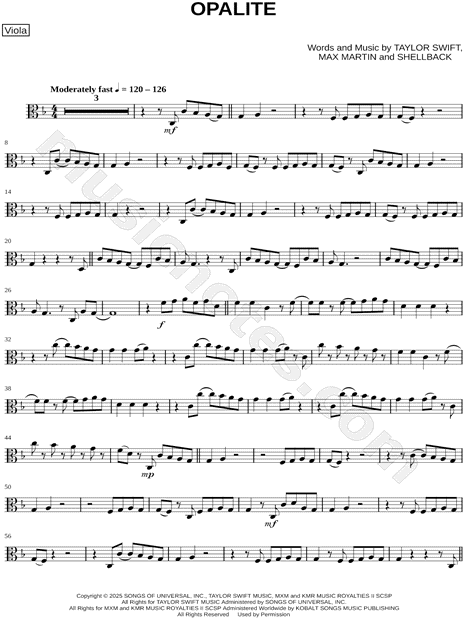 Opalite - Viola & Piano by Taylor Swift - Sheet Music (Page 1 of 10)