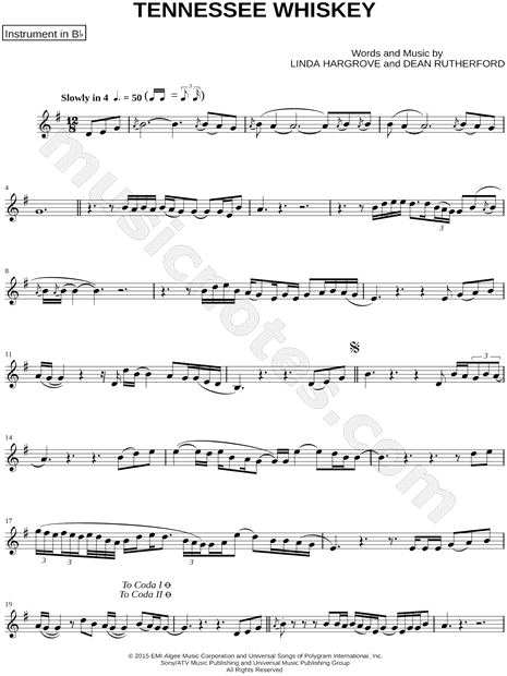 Tennessee Whiskey - Bb Instrument & Piano by Chris Stapleton - Solo & Accompaniment, Instrumental Parts Sheet Music (Page ...