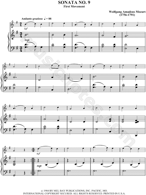 First Movement from Sonata in A Major No. 9, K. 331