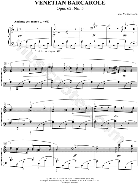 Venetian Barcarole Op.62, No.5