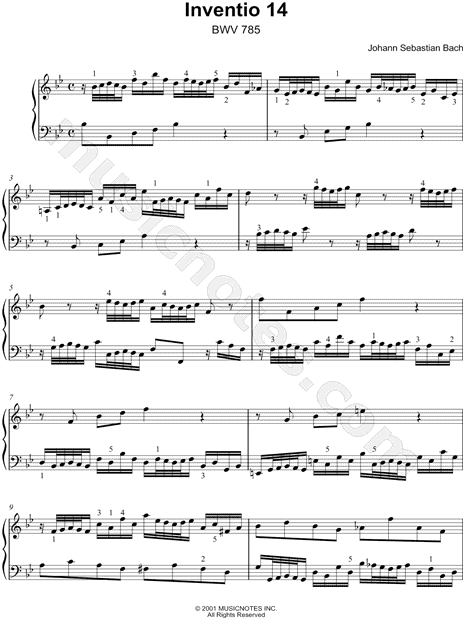 Two Part Invention No. 14, BWV 785