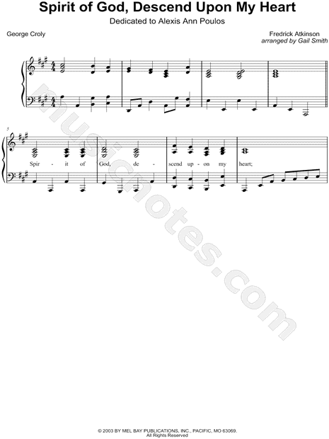 Spirit Of God, Descend Upon My Heart