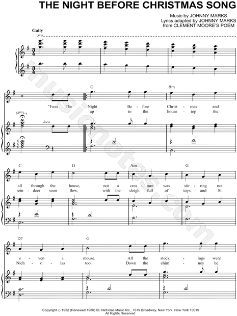 The Night Before Christmas Song
