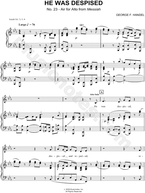 He Was Despised, No. 23 - Air for Alto from Messiah