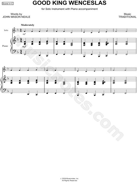 Good King Wenceslas - Piano Accompaniment (C Instrument)