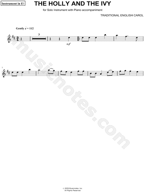 The Holly and the Ivy - Eb Instrument