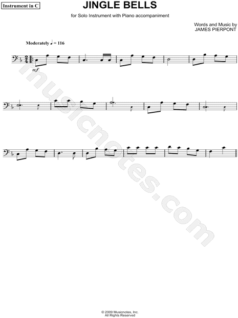 Jingle Bells - Bass Clef Instrument