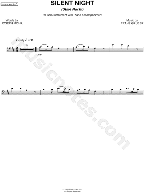 Silent Night - Bass Clef Instrument