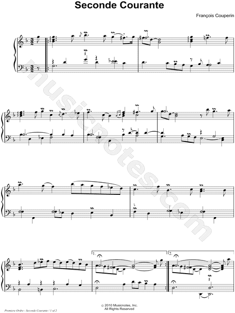 Seconde Courante (Premiere Ordre)
