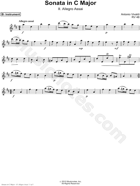Sonata In C Major - II. Allegro Assai - Bb Instrument