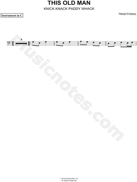 This Old Man - Bass Clef Instrument