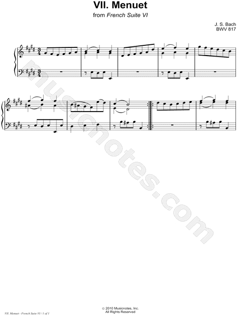 French Suite No. 6, BWV 817: VII. Menuet